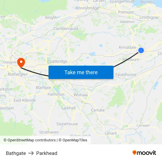 Bathgate to Parkhead map