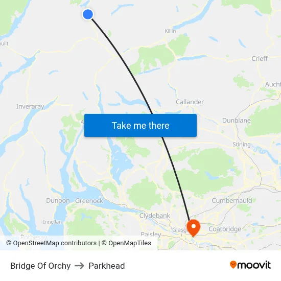 Bridge Of Orchy to Parkhead map