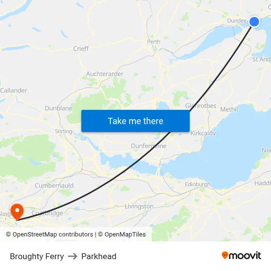 Broughty Ferry to Parkhead map