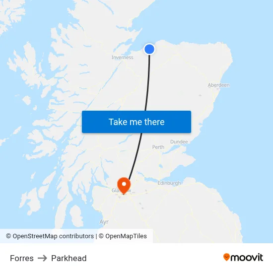 Forres to Parkhead map