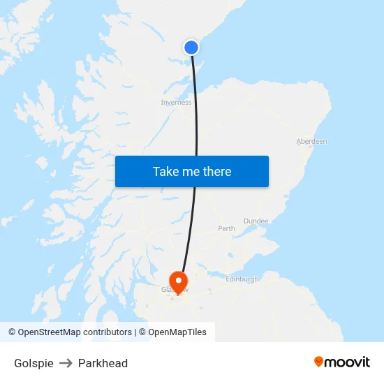 Golspie to Parkhead map