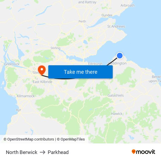North Berwick to Parkhead map