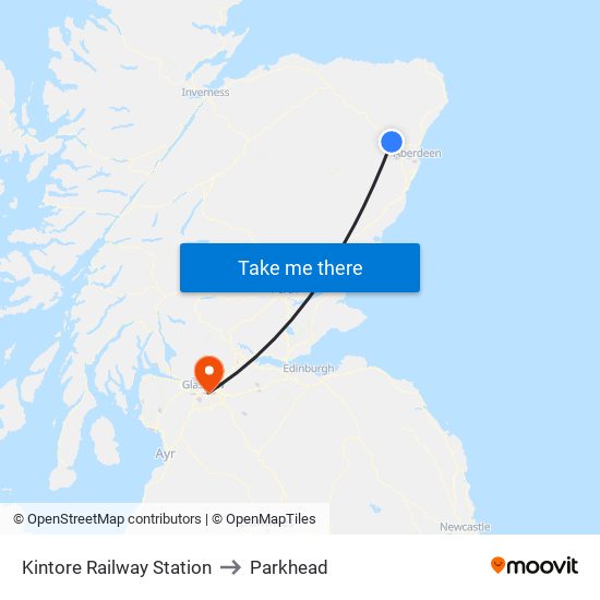 Kintore Railway Station to Parkhead map