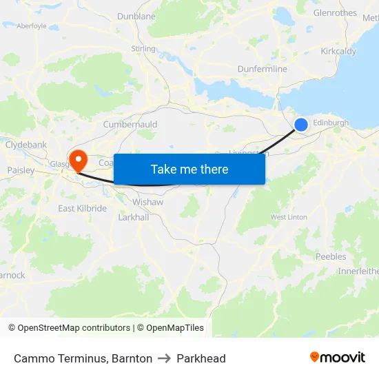 Cammo Terminus, Barnton to Parkhead map