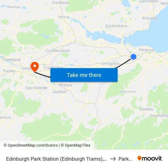 Edinburgh Park Station (Edinburgh Trams), Edinburgh Park to Parkhead map