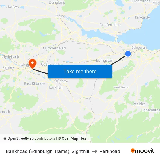 Bankhead (Edinburgh Trams), Sighthill to Parkhead map