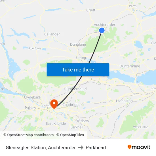 Gleneagles Station, Auchterarder to Parkhead map