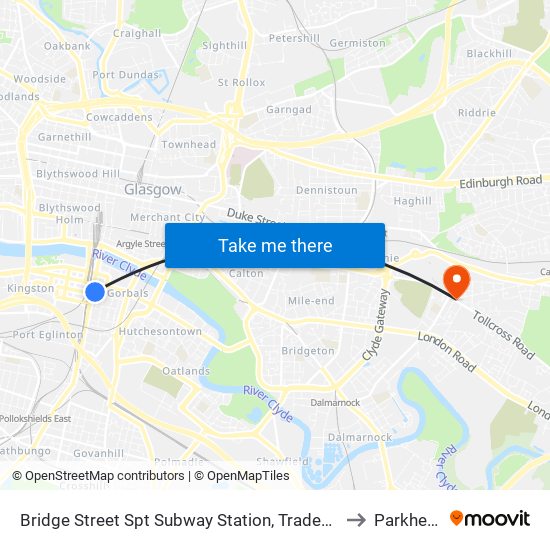 Bridge Street Spt Subway Station, Tradeston to Parkhead map