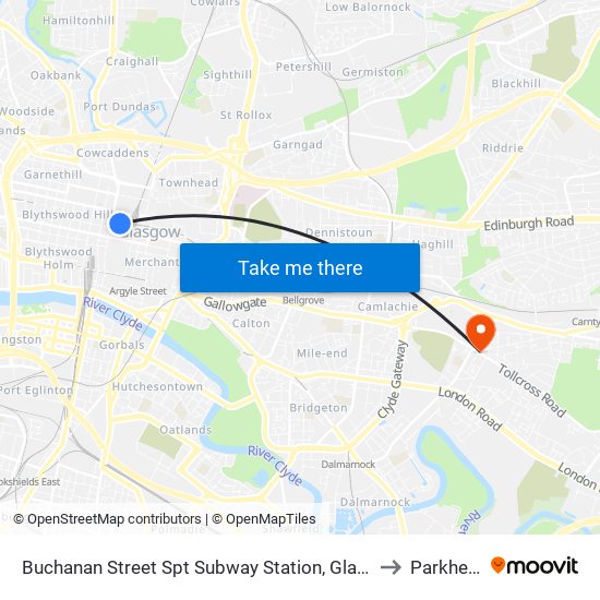 Buchanan Street Spt Subway Station, Glasgow to Parkhead map