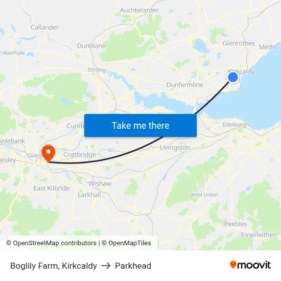 Boglily Farm, Kirkcaldy to Parkhead map