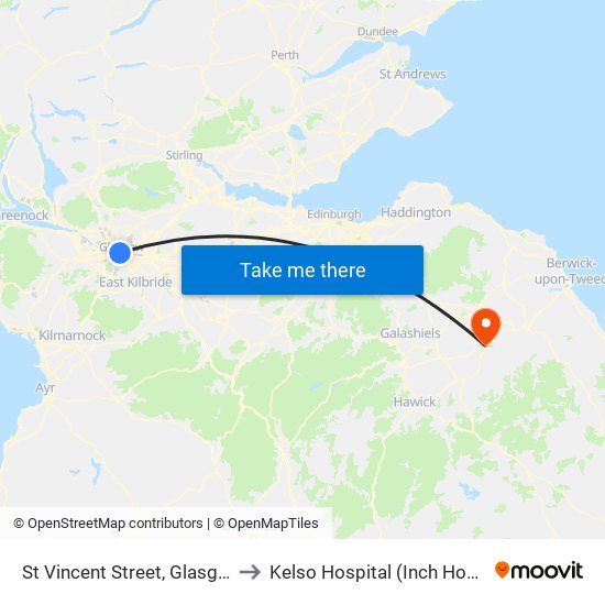 St Vincent Street, Glasgow to Kelso Hospital (Inch Hosp.) map