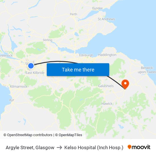 Argyle Street, Glasgow to Kelso Hospital (Inch Hosp.) map