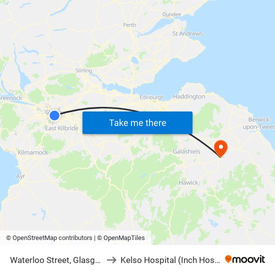 Waterloo Street, Glasgow to Kelso Hospital (Inch Hosp.) map