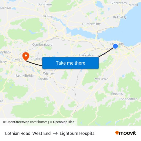 Lothian Road, West End to Lightburn Hospital map
