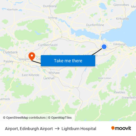 Airport, Edinburgh Airport to Lightburn Hospital map