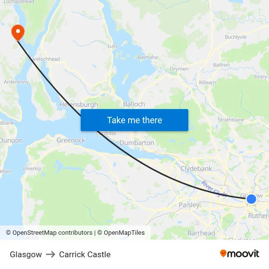 Glasgow to Carrick Castle map