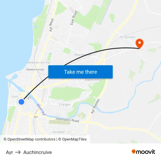 Ayr to Auchincruive map