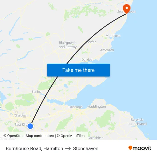 Burnhouse Road, Hamilton to Stonehaven map