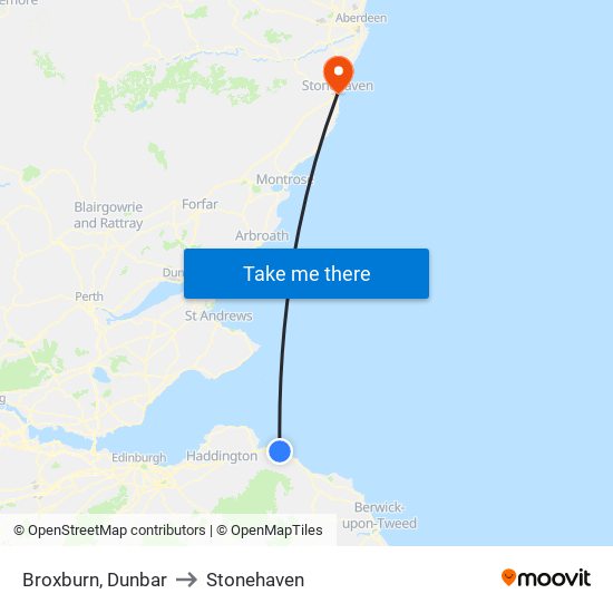 Broxburn, Dunbar to Stonehaven map