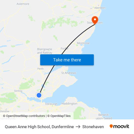 Queen Anne High School, Dunfermline to Stonehaven map