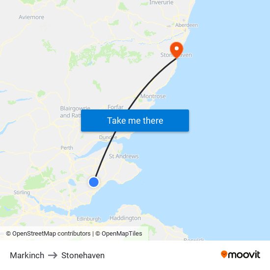 Markinch to Stonehaven map