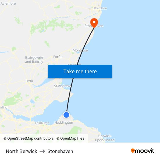 North Berwick to Stonehaven map