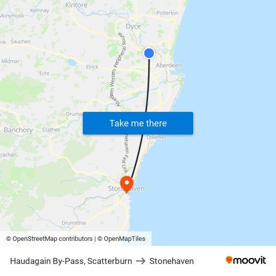 Haudagain By-Pass, Scatterburn to Stonehaven map