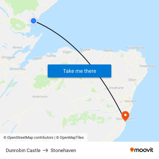 Dunrobin Castle to Stonehaven map