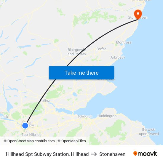 Hillhead Spt Subway Station, Hillhead to Stonehaven map