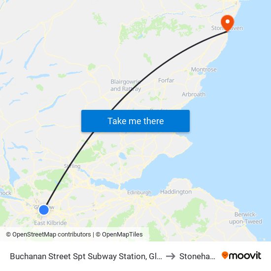 Buchanan Street Spt Subway Station, Glasgow to Stonehaven map