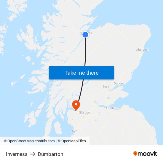 Inverness to Dumbarton map