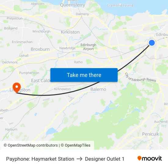 Payphone: Haymarket Station to Designer Outlet 1 map