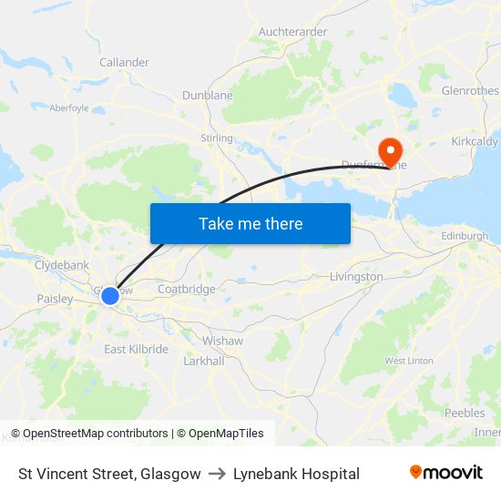 St Vincent Street, Glasgow to Lynebank Hospital map