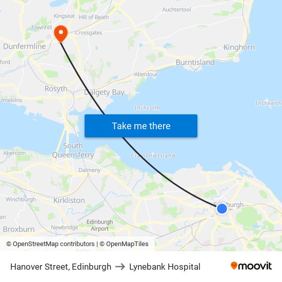Hanover Street, Edinburgh to Lynebank Hospital map