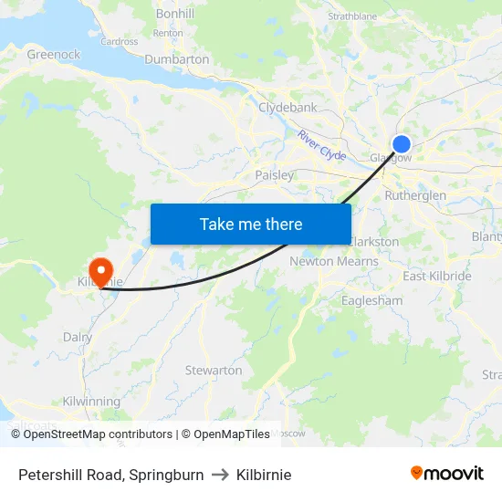 Petershill Road, Springburn to Kilbirnie map