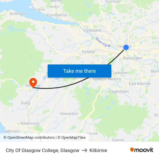 City Of Glasgow College, Glasgow to Kilbirnie map