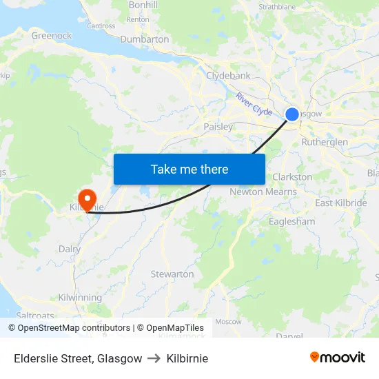 Elderslie Street, Glasgow to Kilbirnie map
