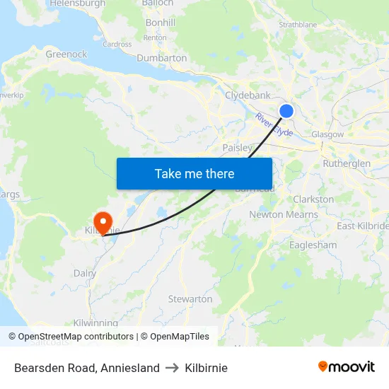 Bearsden Road, Anniesland to Kilbirnie map
