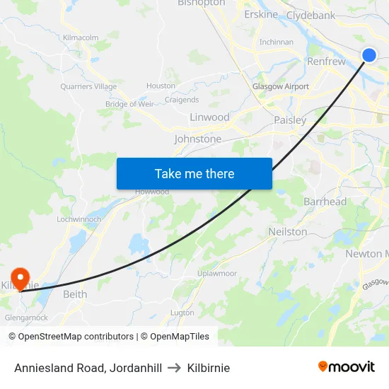 Anniesland Road, Jordanhill to Kilbirnie map