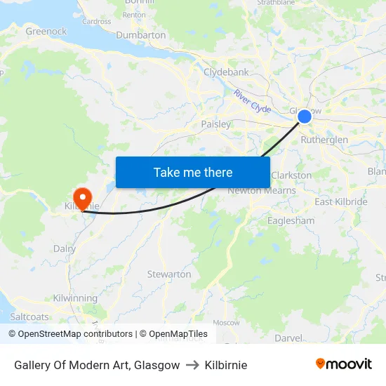 Gallery Of Modern Art, Glasgow to Kilbirnie map