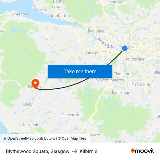 Blythswood Square, Glasgow to Kilbirnie map