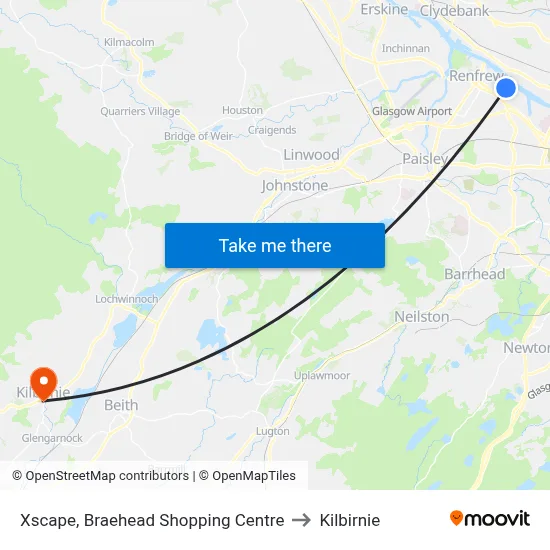 Xscape, Braehead Shopping Centre to Kilbirnie map