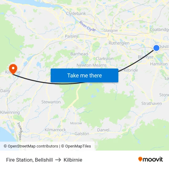 Fire Station, Bellshill to Kilbirnie map