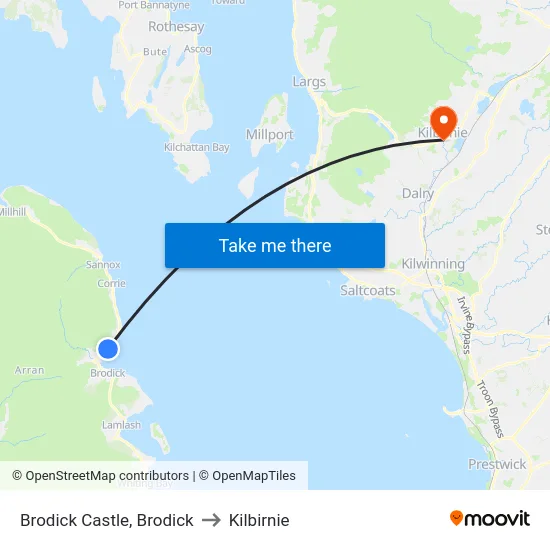 Brodick Castle, Brodick to Kilbirnie map