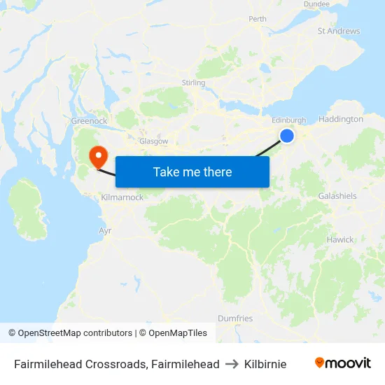 Fairmilehead Crossroads, Fairmilehead to Kilbirnie map