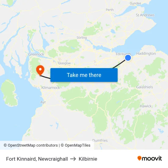 Fort Kinnaird, Newcraighall to Kilbirnie map