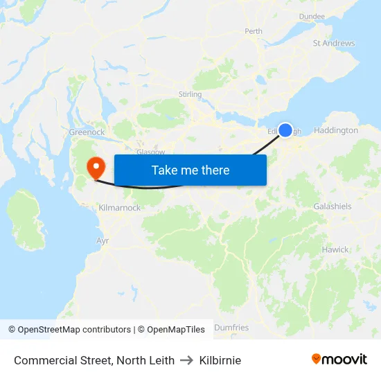 Commercial Street, North Leith to Kilbirnie map