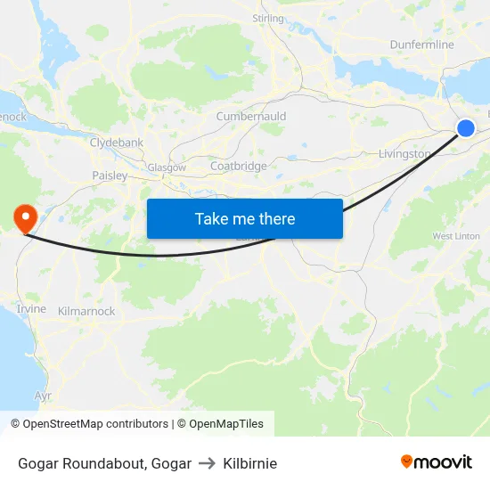 Gogar Roundabout, Gogar to Kilbirnie map