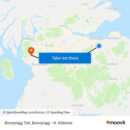 Bonnyrigg Toll, Bonnyrigg to Kilbirnie map