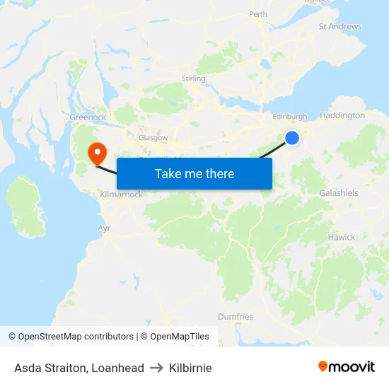 Asda Straiton, Loanhead to Kilbirnie map